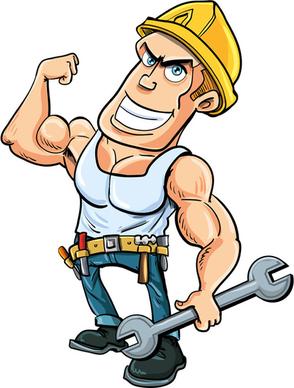 funny cartoon builders vector illustration