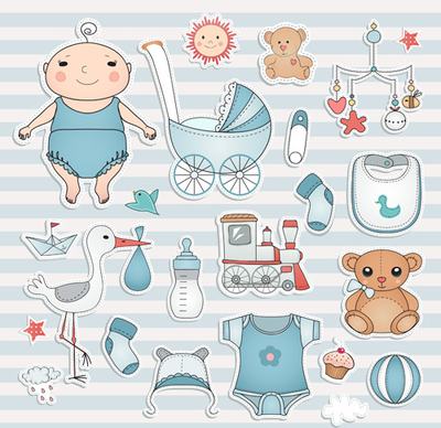 baby elements sticker vector