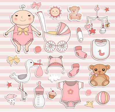 baby elements sticker vector