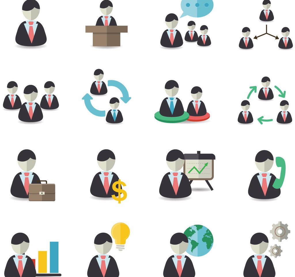 business men office figures icons