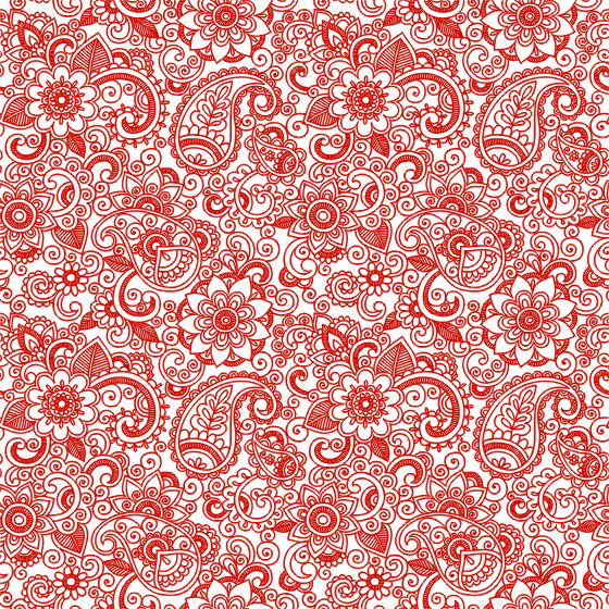 red floral ornament seamless pattern