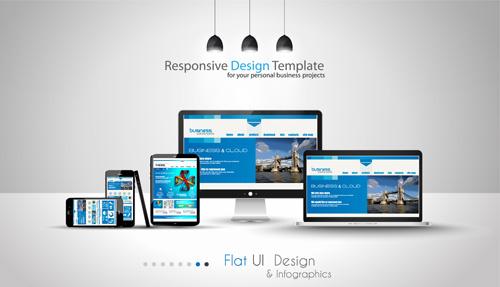 realistic devices responsive design template vector