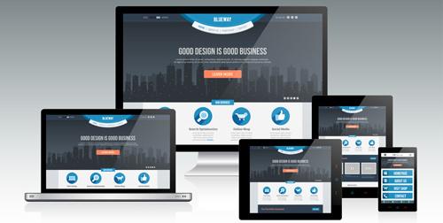 realistic devices responsive design template vector