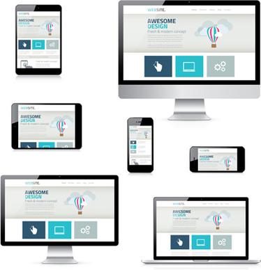 realistic devices responsive design template vector