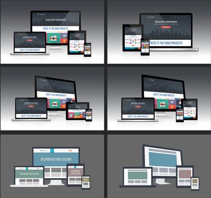 realistic devices responsive design template vector