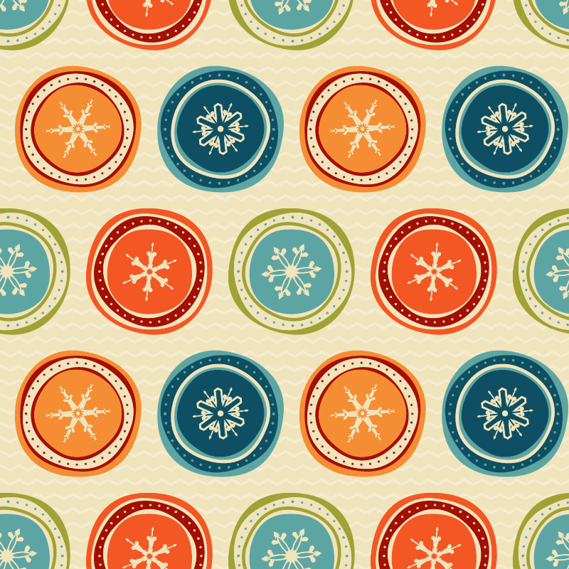 round snowflake seamless pattern retro vector