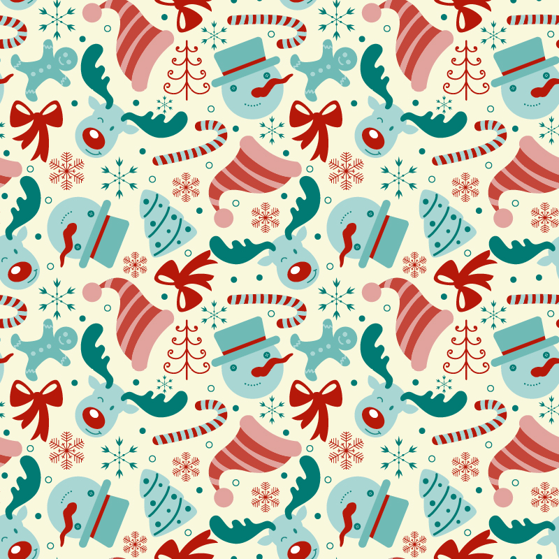 pattern christmas elements seamless vector set