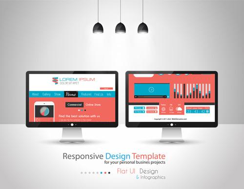 realistic devices responsive design template vector