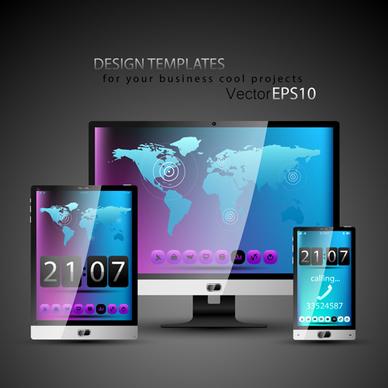 realistic devices responsive design template vector