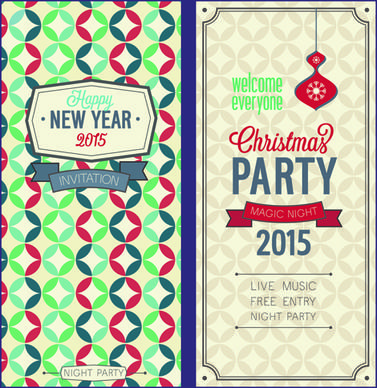 2015 christmas invitation cards vintage style vector set