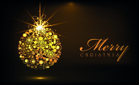 luxyry golden15 christmas baubles vector background