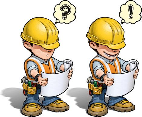 funny cartoon builders vector illustration