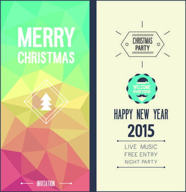 2015 christmas invitation cards vintage style vector set