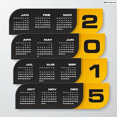 2015 company calendar black with yellow style vector