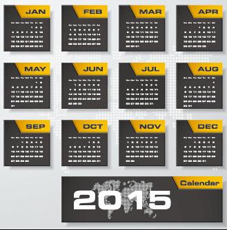 2015 company calendar black with yellow style vector