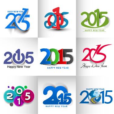 new year15 text design set vector