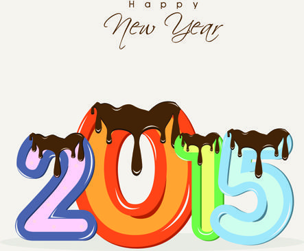 new year15 text design set vector