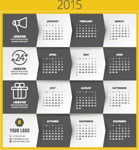 2015 company calendar black with yellow style vector