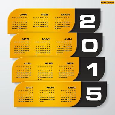 2015 company calendar black with yellow style vector