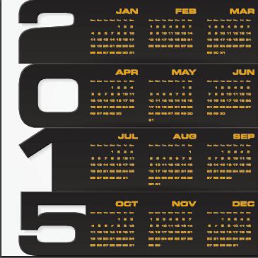 2015 company calendar black with yellow style vector