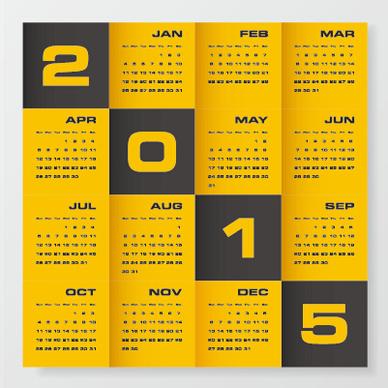 2015 company calendar black with yellow style vector