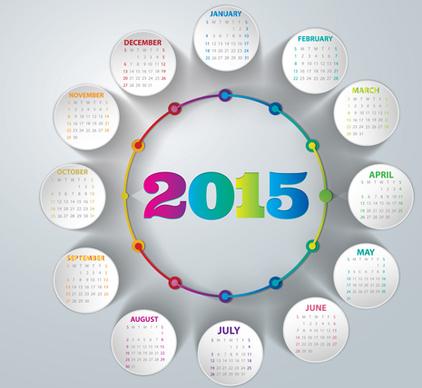 round paper cards calendar15 vector