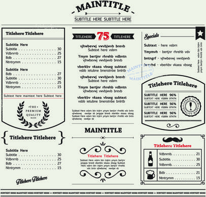 classical menu vectors design