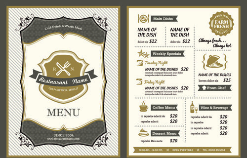 classical menu vectors design