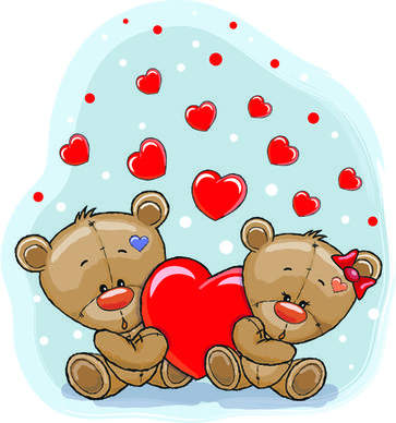 teddy bear with red heart vector cards