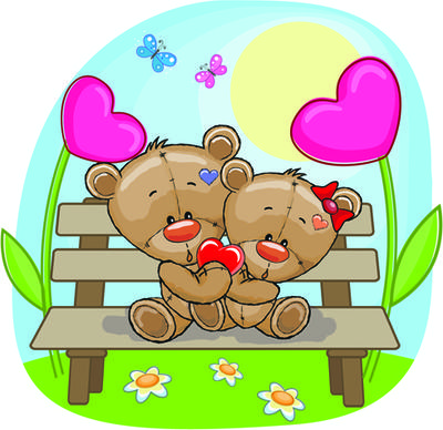 teddy bear with red heart vector cards