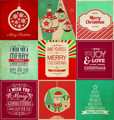 vintage christmas background set vectors