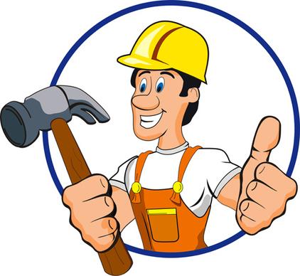 funny cartoon builders vector illustration