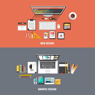 flat office business template vector