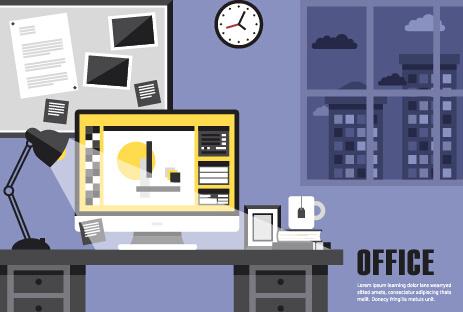 flat office business template vector