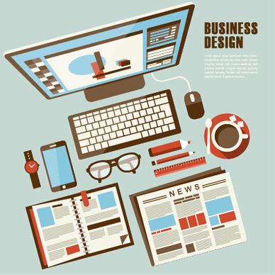 flat office business template vector