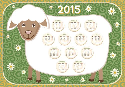 calendar15 and funny sheep vector graphics