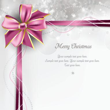 2015 merry christmas bow greeting cards vector