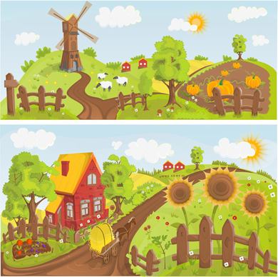 fairytale town scenery banner vector