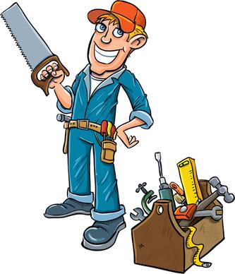 funny cartoon builders vector illustration