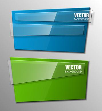 colorful shape with glass banners vector set