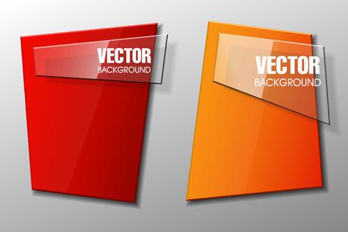 colorful shape with glass banners vector set