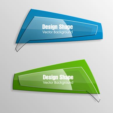 colorful shape with glass banners vector set