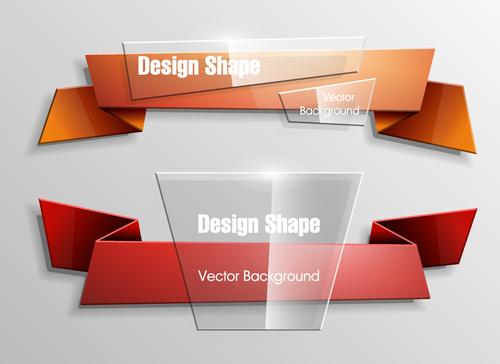 colorful shape with glass banners vector set