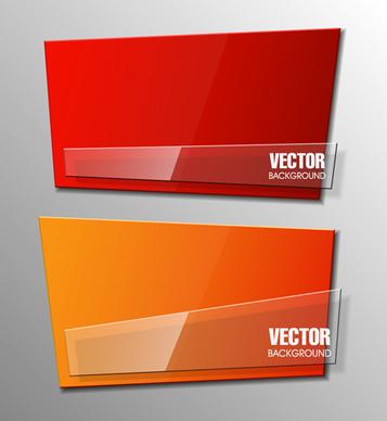 colorful shape with glass banners vector set