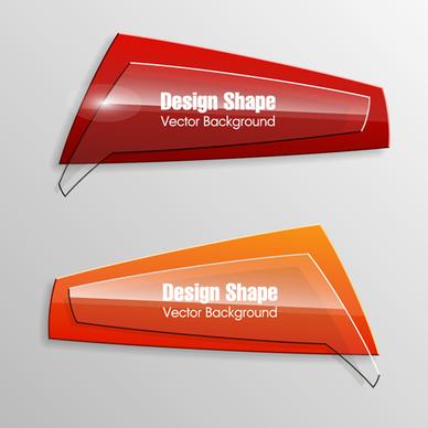 colorful shape with glass banners vector set