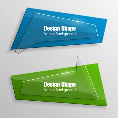 colorful shape with glass banners vector set