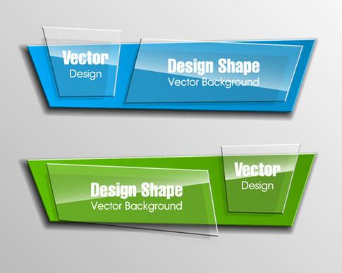 colorful shape with glass banners vector set