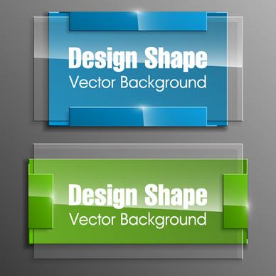 colorful shape with glass banners vector set