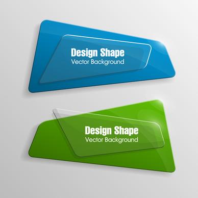 colorful shape with glass banners vector set