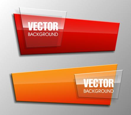 colorful shape with glass banners vector set